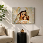 Virgin Mary Baby Jesus Wall Art Madonna and Child Framed Canvas Catholic Home Decor
