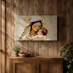 Virgin Mary Baby Jesus Wall Art Madonna and Child Framed Canvas Catholic Home Decor