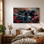 Black Panther Wall Art Melanistic Leopard Framed Canvas Jungle Wildlife Exotic Tropical Home Decor