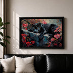 Black Panther Wall Art Melanistic Leopard Framed Canvas Jungle Wildlife Exotic Tropical Home Decor