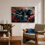 Black Panther Wall Art Melanistic Leopard Framed Canvas Jungle Wildlife Exotic Tropical Home Decor