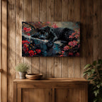 Black Panther Wall Art Melanistic Leopard Framed Canvas Jungle Wildlife Exotic Tropical Home Decor