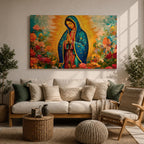 Our Lady of Guadalupe Wall Art Virgencita Framed Canvas Mexican Catholic Prayer Home Decor