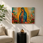 Our Lady of Guadalupe Wall Art Virgencita Framed Canvas Mexican Catholic Prayer Home Decor