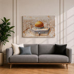 Dome of the Rock Wall Art Aerial View Framed Canvas Qubbat Sakhrah Islamic Decor