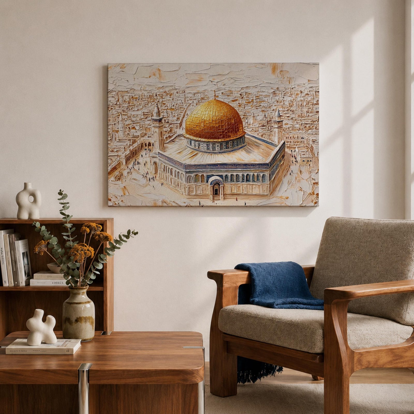 Dome of the Rock Wall Art Aerial View Framed Canvas Qubbat Sakhrah Islamic Decor