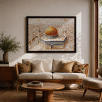Dome of the Rock Wall Art Aerial View Framed Canvas Qubbat Sakhrah Islamic Decor