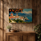 Amalfi Coast Wall Art Positano Italy Framed Canvas Mediterranean Impasto Living Room Decor