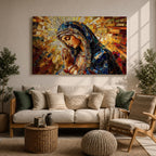Virgin Mary Wall Art Blessed Mother Framed Canvas Stained Glass Mosaic Catholic Home Decor