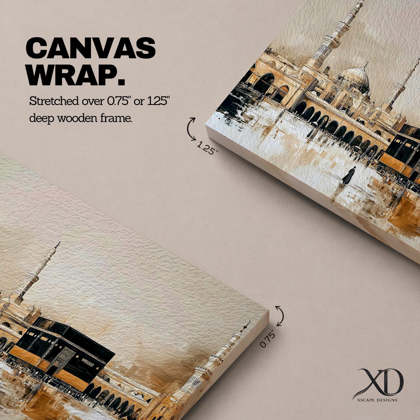 Kaaba Wall Art Masjid Al Haram Framed Canvas Mecca Tawaf Vintage Islamic Home Decor