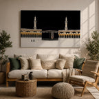 Kaaba Wall Art Night Sky Framed Canvas Masjid Haram Minimalist Mecca Islamic Home Decor