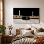 Kaaba Wall Art Night Sky Framed Canvas Masjid Haram Minimalist Mecca Islamic Home Decor