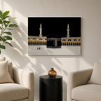 Kaaba Wall Art Night Sky Framed Canvas Masjid Haram Minimalist Mecca Islamic Home Decor