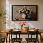 Oxeye Daisy Wall Art Floral Vase Framed Canvas Farmhouse Impasto Botanical Bedroom Home Decor
