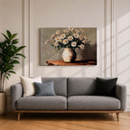 Oxeye Daisy Wall Art Floral Vase Framed Canvas Farmhouse Impasto Botanical Bedroom Home Decor