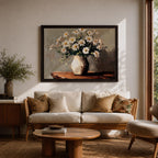 Oxeye Daisy Wall Art Floral Vase Framed Canvas Farmhouse Impasto Botanical Bedroom Home Decor