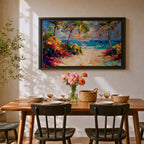 Tropical Beach Wall Art Palm Tree Seascape Framed Canvas Coastal Abstract Living Room Decor