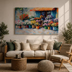 Flower Shop Wall Art Florist Storefront Framed Canvas Rustic Impasto Floral Kitchen Decor