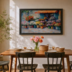 Flower Shop Wall Art Florist Storefront Framed Canvas Rustic Impasto Floral Kitchen Decor