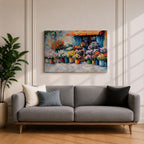 Flower Shop Wall Art Florist Storefront Framed Canvas Rustic Impasto Floral Kitchen Decor