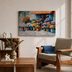 Flower Shop Wall Art Florist Storefront Framed Canvas Rustic Impasto Floral Kitchen Decor
