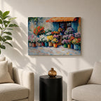 Flower Shop Wall Art Florist Storefront Framed Canvas Rustic Impasto Floral Kitchen Decor