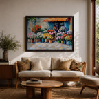 Flower Shop Wall Art Florist Storefront Framed Canvas Rustic Impasto Floral Kitchen Decor