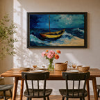 Sailboat Wall Art Ocean Boat Seascape Framed Canvas Nautical Impasto Living Room Decor