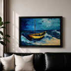Sailboat Wall Art Ocean Boat Seascape Framed Canvas Nautical Impasto Living Room Decor