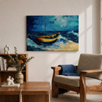 Sailboat Wall Art Ocean Boat Seascape Framed Canvas Nautical Impasto Living Room Decor