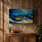Sailboat Wall Art Ocean Boat Seascape Framed Canvas Nautical Impasto Living Room Decor