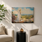 Virgin Mary Apparition Wall Art Our Lady of Fatima Framed Canvas Catholic Prayer Decor