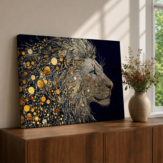 Lion Wall Art Big Cat Framed Canvas Wildlife Mosaic Majestic Safari Bedroom Decor