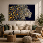 Lion Wall Art Big Cat Framed Canvas Wildlife Mosaic Majestic Safari Bedroom Decor