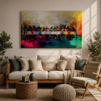 Last Supper Wall Art Jesus and Apostles Framed Canvas Abstract Christian Prayer Home Decor