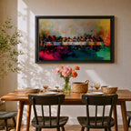 Last Supper Wall Art Jesus and Apostles Framed Canvas Abstract Christian Prayer Home Decor