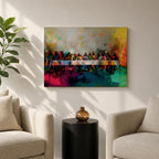 Last Supper Wall Art Jesus and Apostles Framed Canvas Abstract Christian Prayer Home Decor