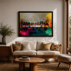 Last Supper Wall Art Jesus and Apostles Framed Canvas Abstract Christian Prayer Home Decor