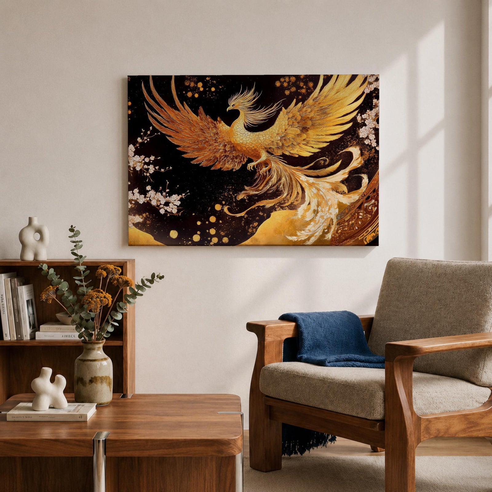 Phoenix Wall Art Firebird Framed Canvas Mythology Fantasy Boho Home Decor