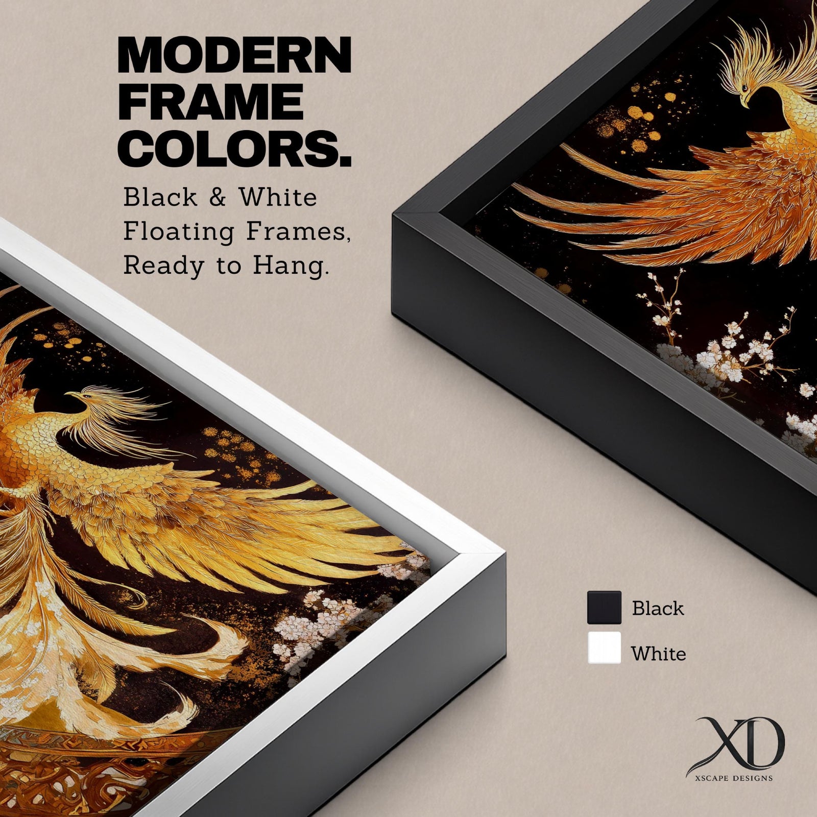 Phoenix Wall Art Firebird Framed Canvas Mythology Fantasy Boho Home Decor