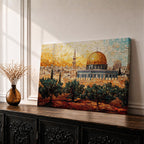 Dome Rock Wall Art City View Framed Canvas Qubbat Sakhra Mosaic Jerusalem Home Decor