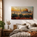 Dome Rock Wall Art City View Framed Canvas Qubbat Sakhra Mosaic Jerusalem Home Decor