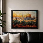 Dome Rock Wall Art City View Framed Canvas Qubbat Sakhra Mosaic Jerusalem Home Decor