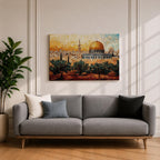 Dome Rock Wall Art City View Framed Canvas Qubbat Sakhra Mosaic Jerusalem Home Decor