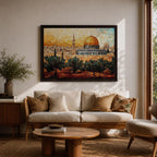 Dome Rock Wall Art City View Framed Canvas Qubbat Sakhra Mosaic Jerusalem Home Decor