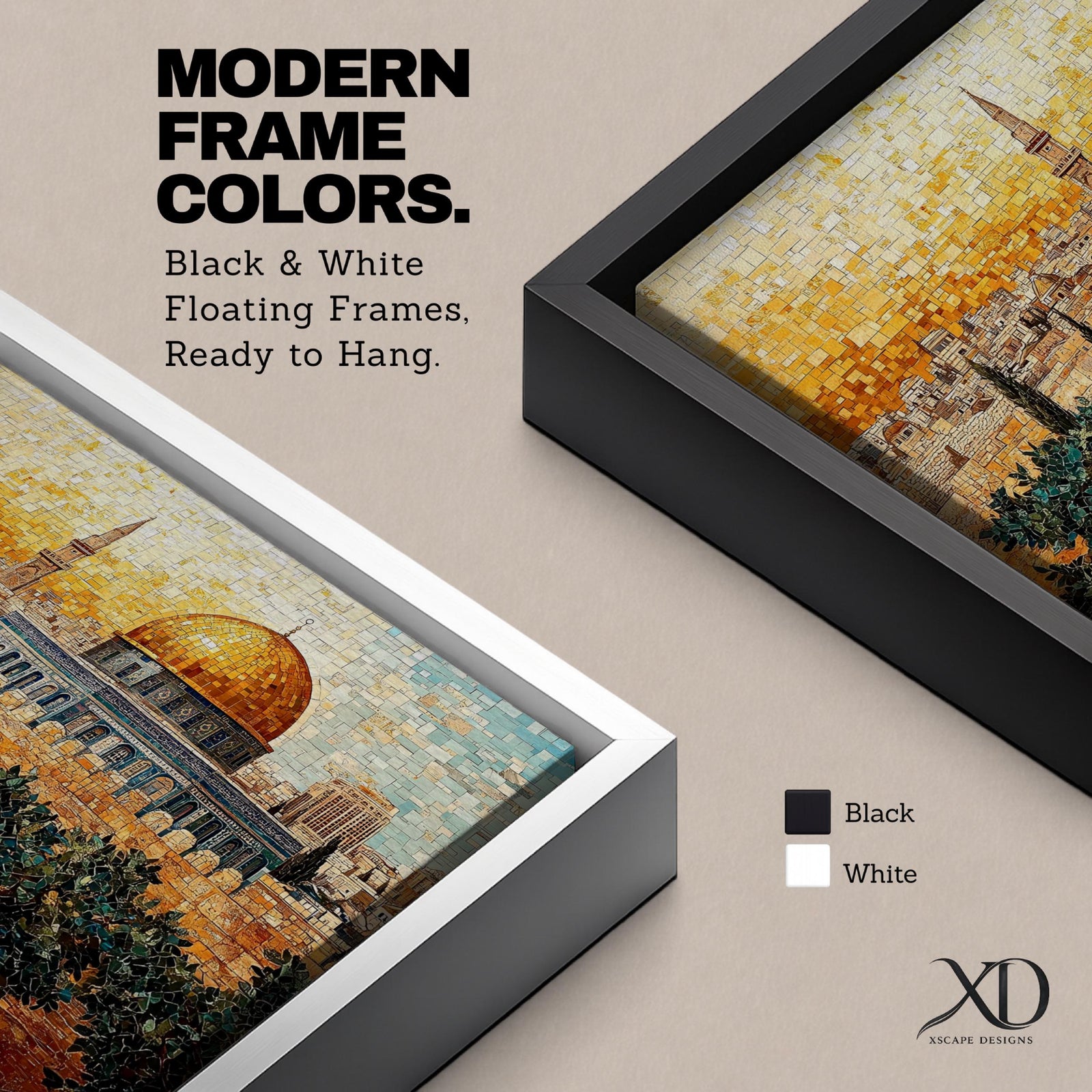 Dome Rock Wall Art City View Framed Canvas Qubbat Sakhra Mosaic Jerusalem Home Decor