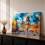 Mexico City Wall Art CDMX Framed Canvas Cityscape Mexican Architecture Watercolor Boho Home Decor