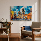 Mexico City Wall Art CDMX Framed Canvas Cityscape Mexican Architecture Watercolor Boho Home Decor