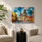 Mexico City Wall Art CDMX Framed Canvas Cityscape Mexican Architecture Watercolor Boho Home Decor