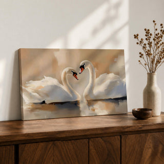 Swan Wall Art Cygnus Framed Canvas Romantic Lake Reflection Vintage Cottage Farmhouse Home Decor